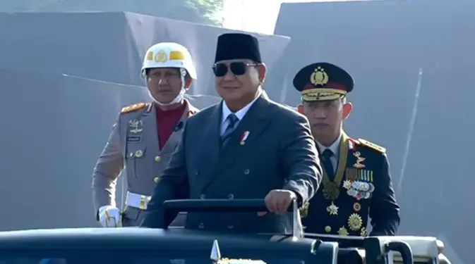 Prabowo Memimpin Upacara HUT ke-80 Bhayangkara di Cikeas